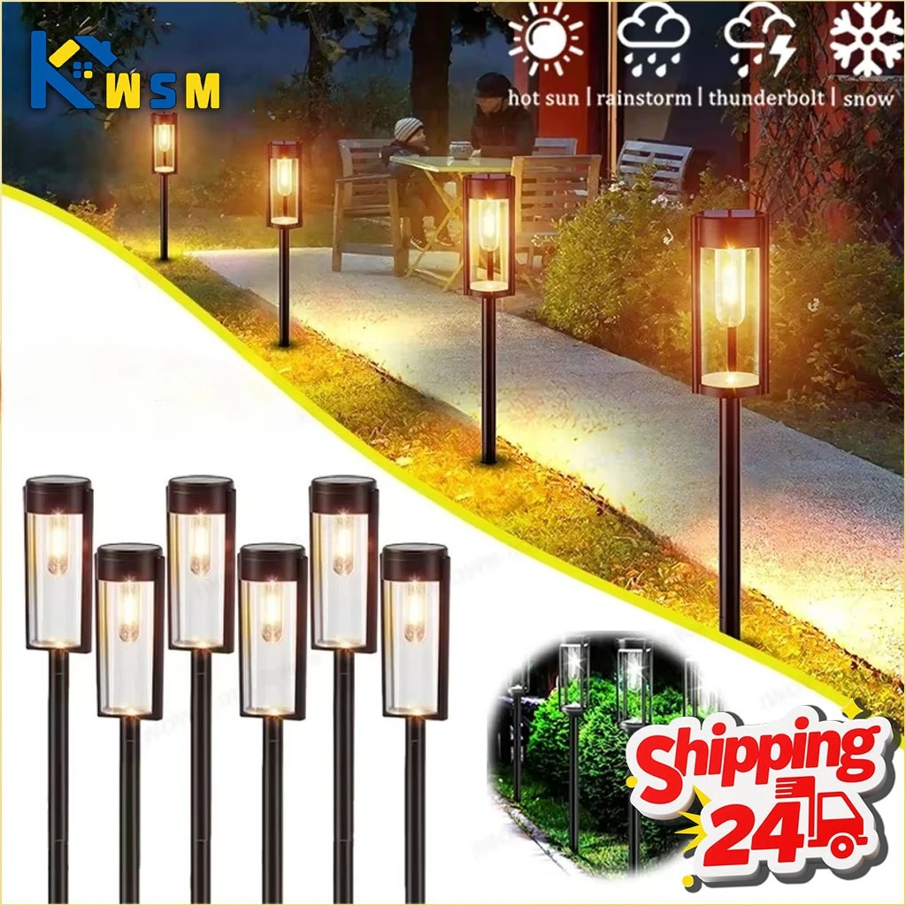 Solar Powered Outdoor Waterproof Lawn Lights with Tungsten Filament Decorative Stake Lights for Villa Garden Landscape Lighting