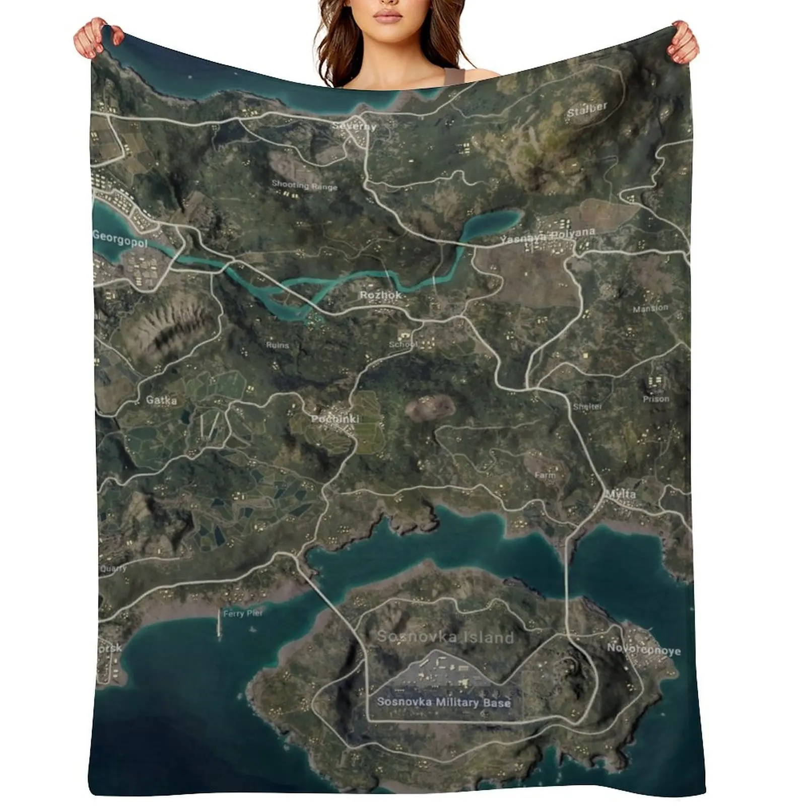 

PUBG New Erangel 10000x10000 (10k) poster Throw Blanket Quilt Plush For Decorative Sofa Personalized Gift Blankets