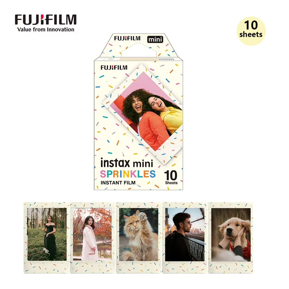 Fujifilm Instax Mini Film SPRINKLES التعرضات أوراق تصميم اللون 10-50 ورقة لكاميرا فيلم Fuji mini 12 11/40/9/8/7/70/90