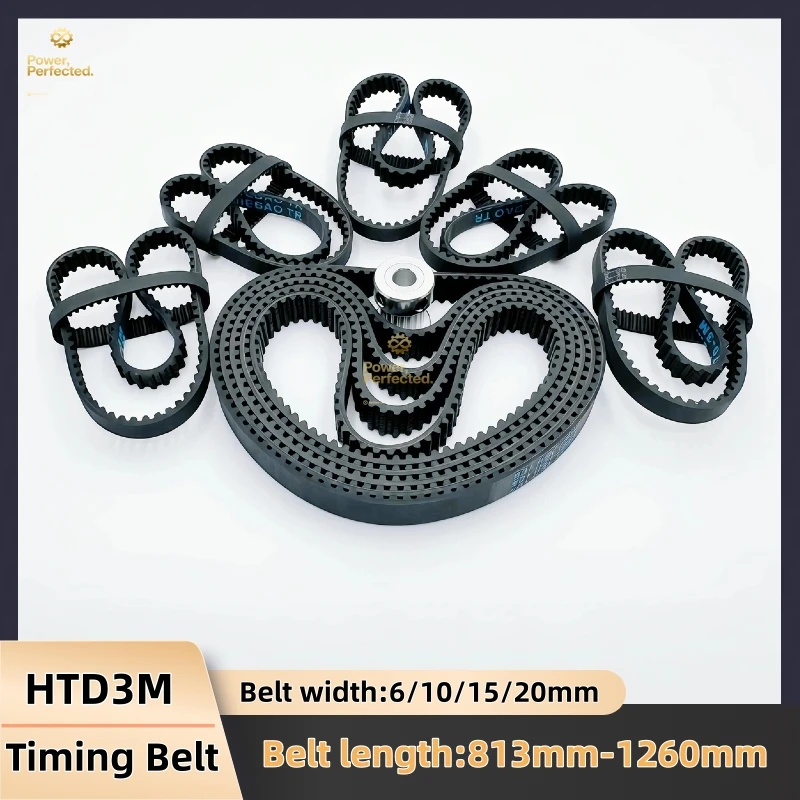 HTD3M Belt Length 813mm to 1260mm HTD 3M Timing Belt Drive Belt Width 6mm 10mm 15mm 20mm 3M Rubber Belt Closed Loop Belt 3M Belt