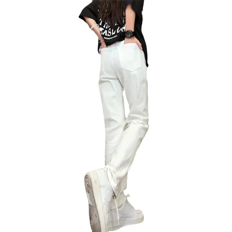 White Ripped Beggar Micro Flared Jeans