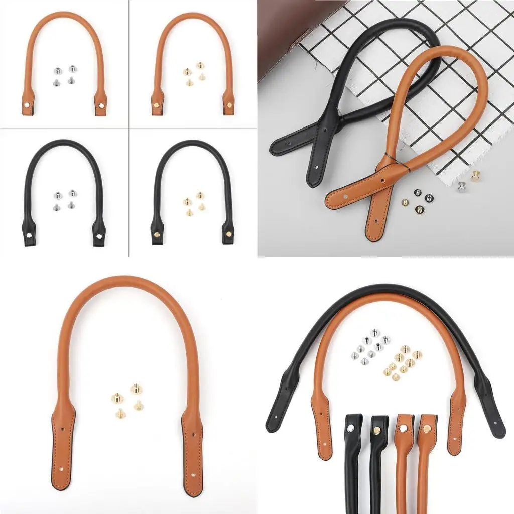 

D46D 2pcs PU Leather Replacement Handles Straps Handbags Lady Shoulder Bag Strap DIY Bags