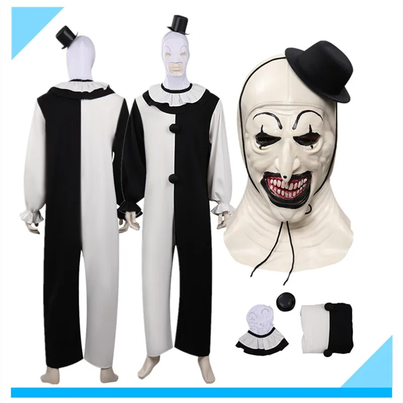 Kunst der Clown Cosplay Terrifier 2 Kostüm Männer Overall Hut Outfits Halloween Karneval Party Anzug