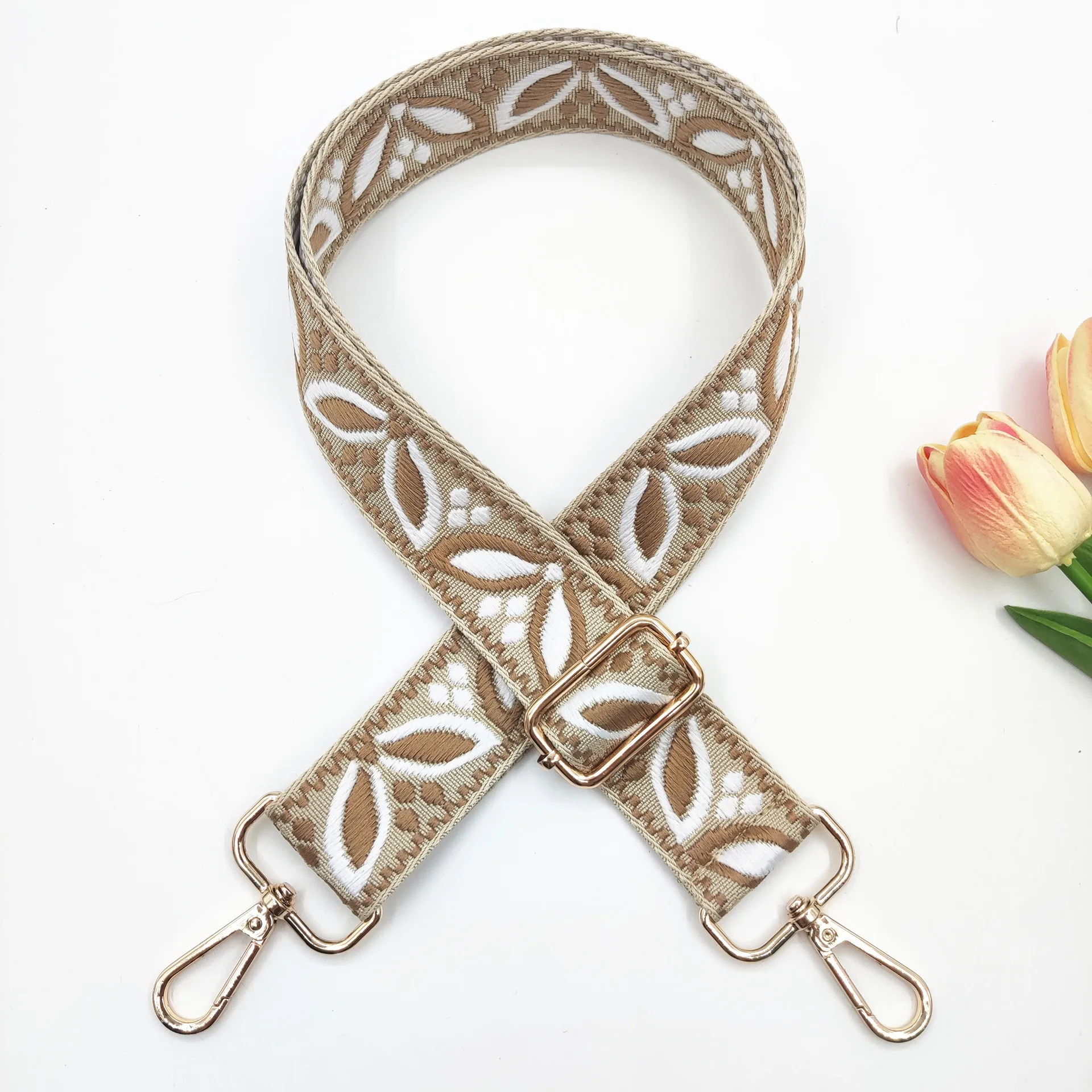 1 Piece 1.50inch Wide Adjustable Handbag Purse Strap Replacement Crossbody Shoulder Strap Magnolia Pattern Jacquarded Strap