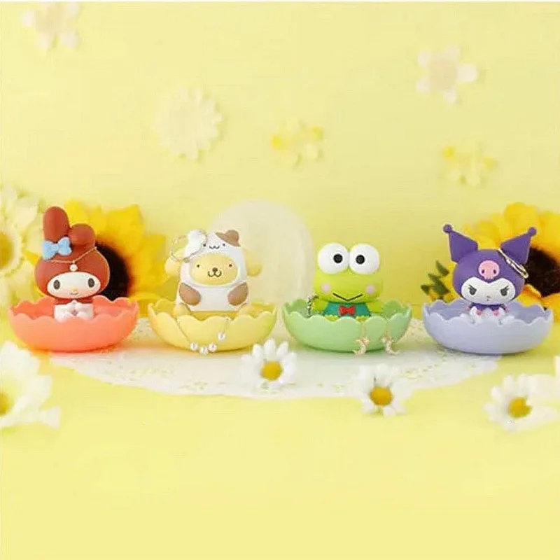 BANDAI Sanrio Gashapon Capsule Toys Kawaii Keroppi Anime Figure Jewelry Box For Storage Cute Kuromi My Melody Figurine Gift