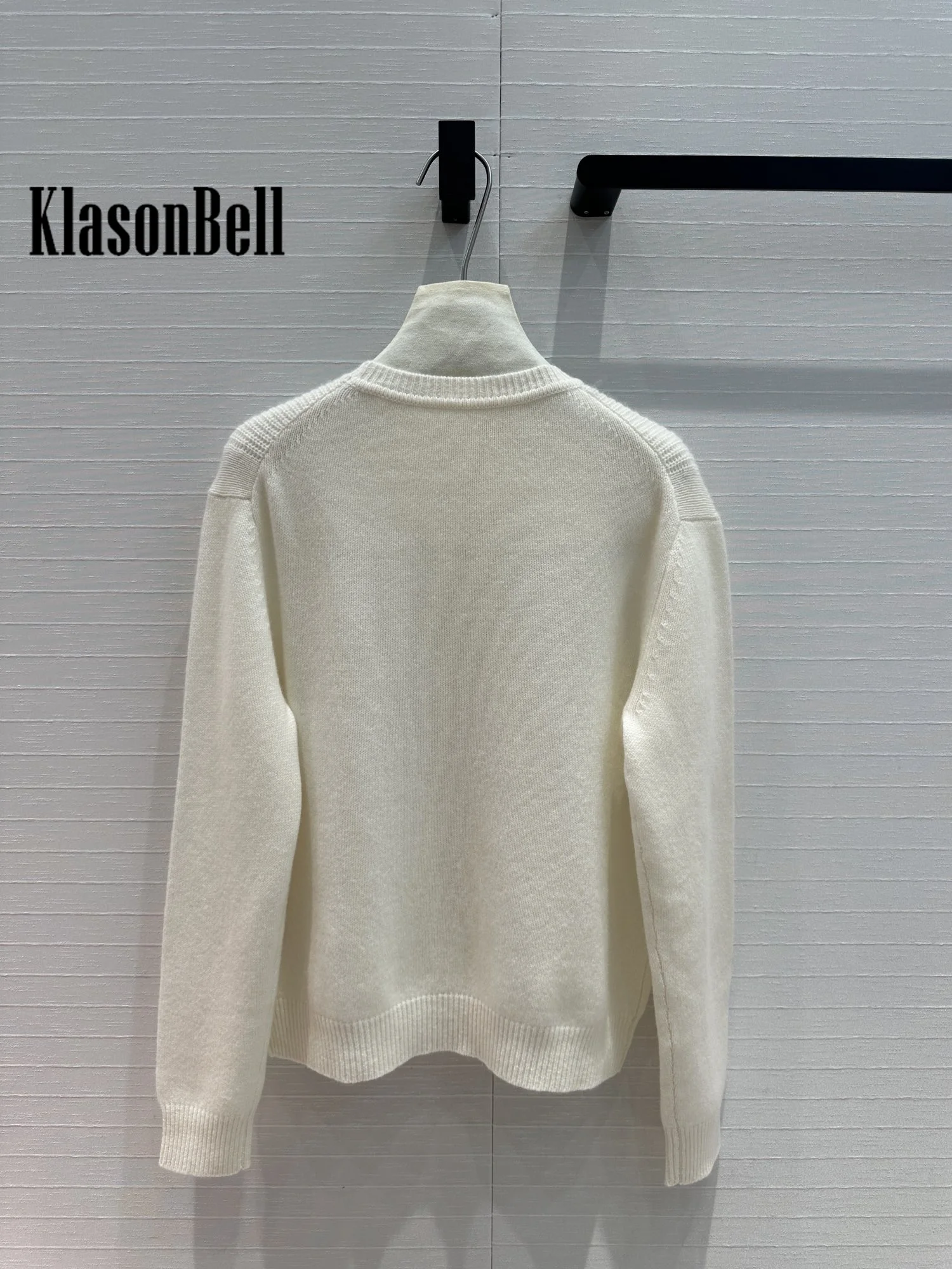 7.15 KlasonBell Women\'s Classic O-Neck Cashmere Long Sleeve Pullover Jumpers Ribbed Simple All-matches Loose Knit Sweater