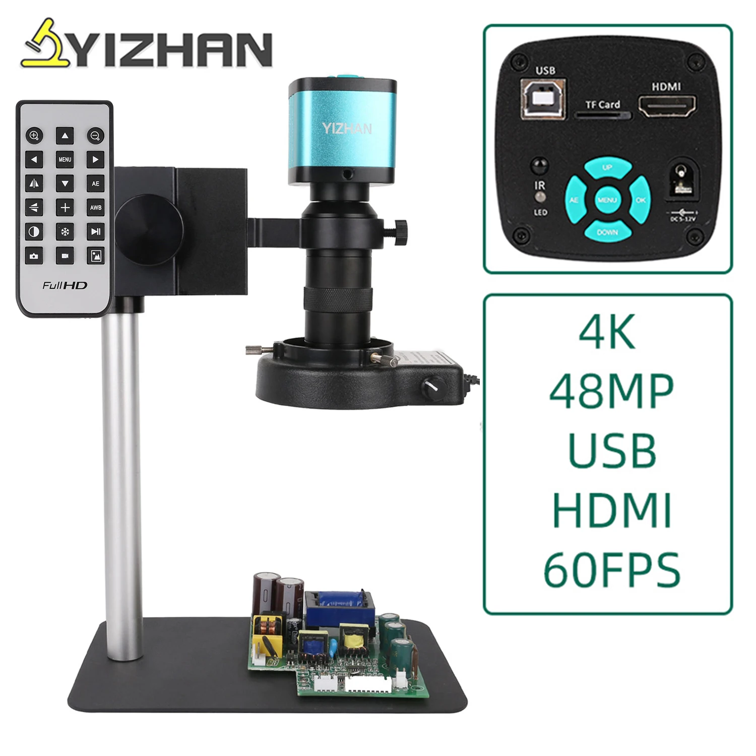 YIZHAN Digital Microscope For Electronics Suit 48/38/13MP VGA USB HDMI Camera Monocular Microscope For Soldering Phone Repair