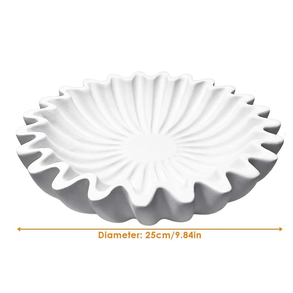 Fluted Ruffle Decorative Bowl Resin Scallop Fruit Bowl Key Bowl for Entryway Table Bowl for Coffee Dining Console Table