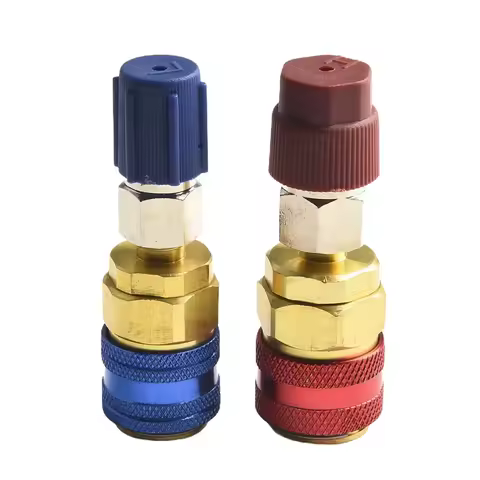 Car A/C Air Condition Quick Coupler With Cap Low/High R134 Blue+Red Extension Adapter For Type A/C Manifold Gauge (R134A)