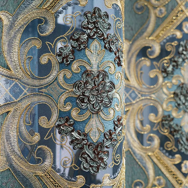 New Luxury European Chenille Embroidery Curtains for Living Dining Room Bedroom Thickened Blackout Custom Size Elegant Decor