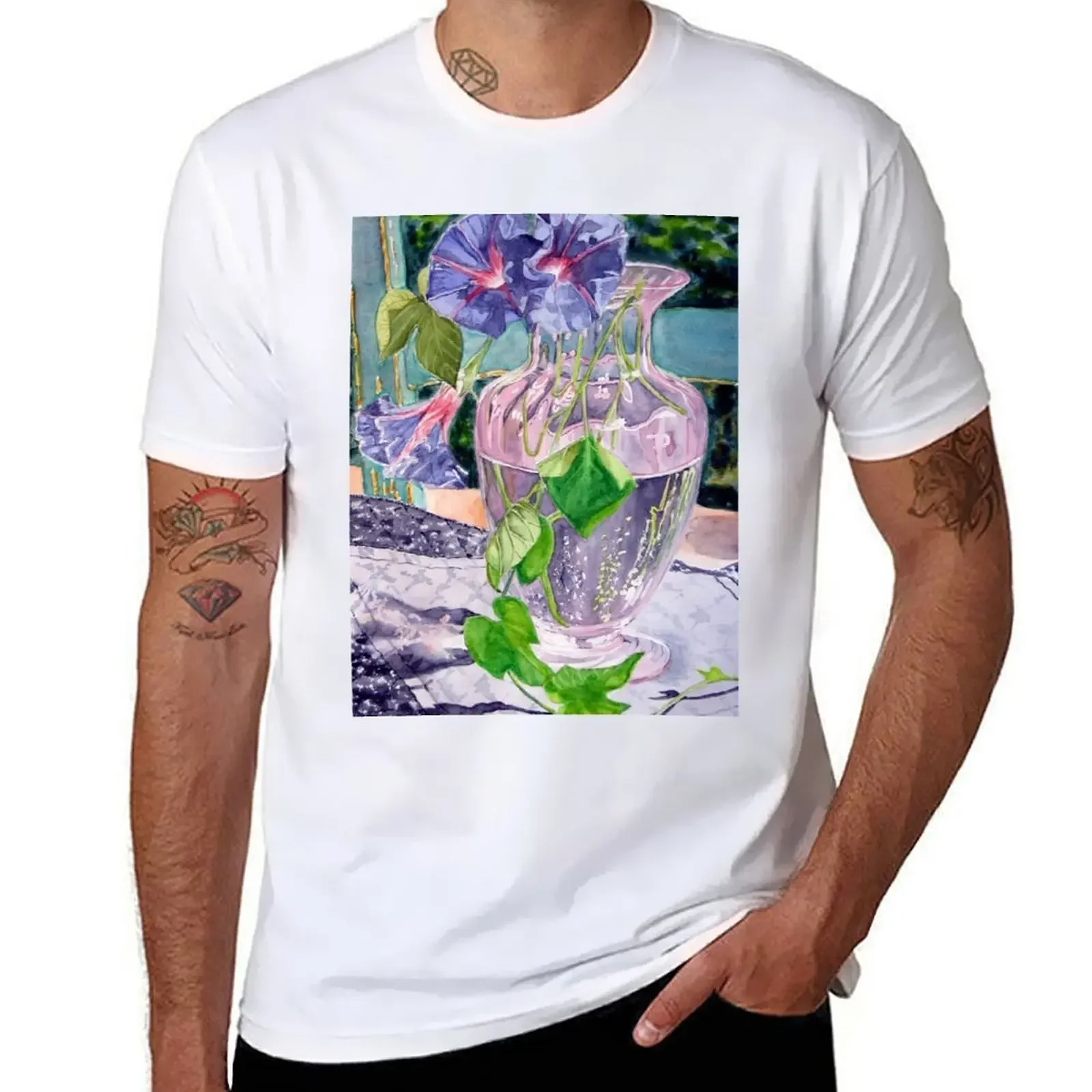 Rescued vase on distressed chair T-shirt plus sizes anime summer clothes heavyweights mens clothing