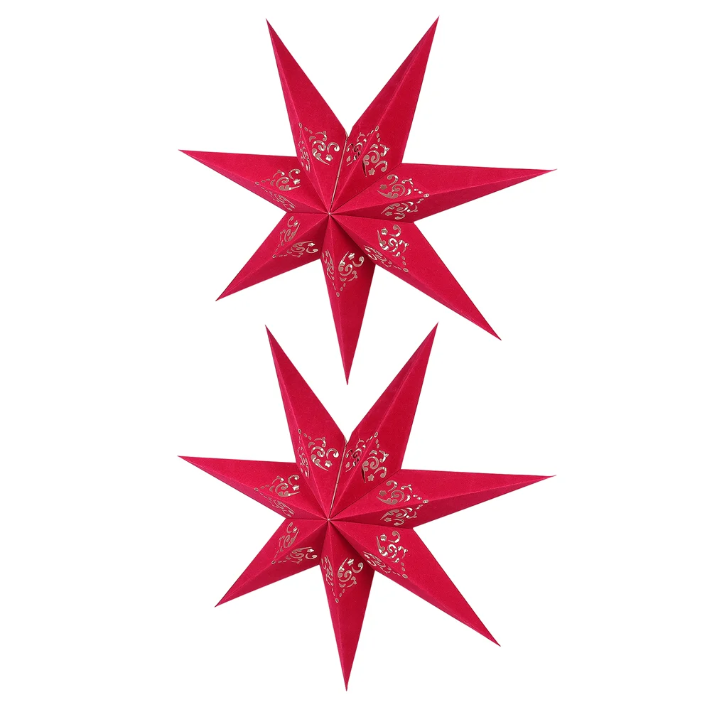 

2 Pcs Christmas Ornament Star Decoration Lanterns for Wedding Paper Xmas Manual 5500X5500X1300CM Small Lampshade Red Party