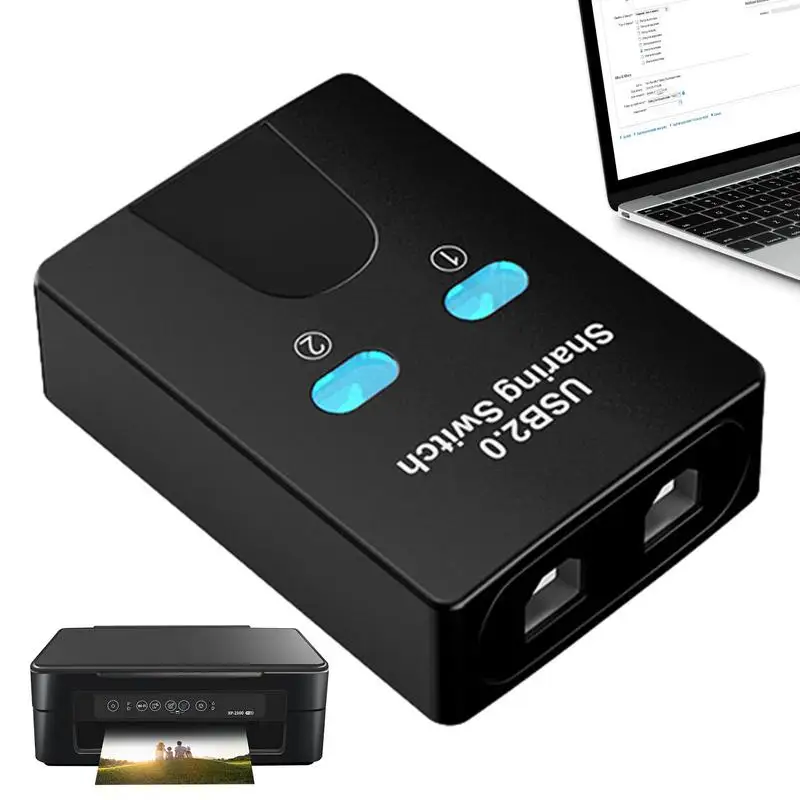 USB Printer Splitter 2-in 1-out Printer Sharing Devices 2-port Manual Kvm Switching Splitter Hub Converter 2-computer Sharing