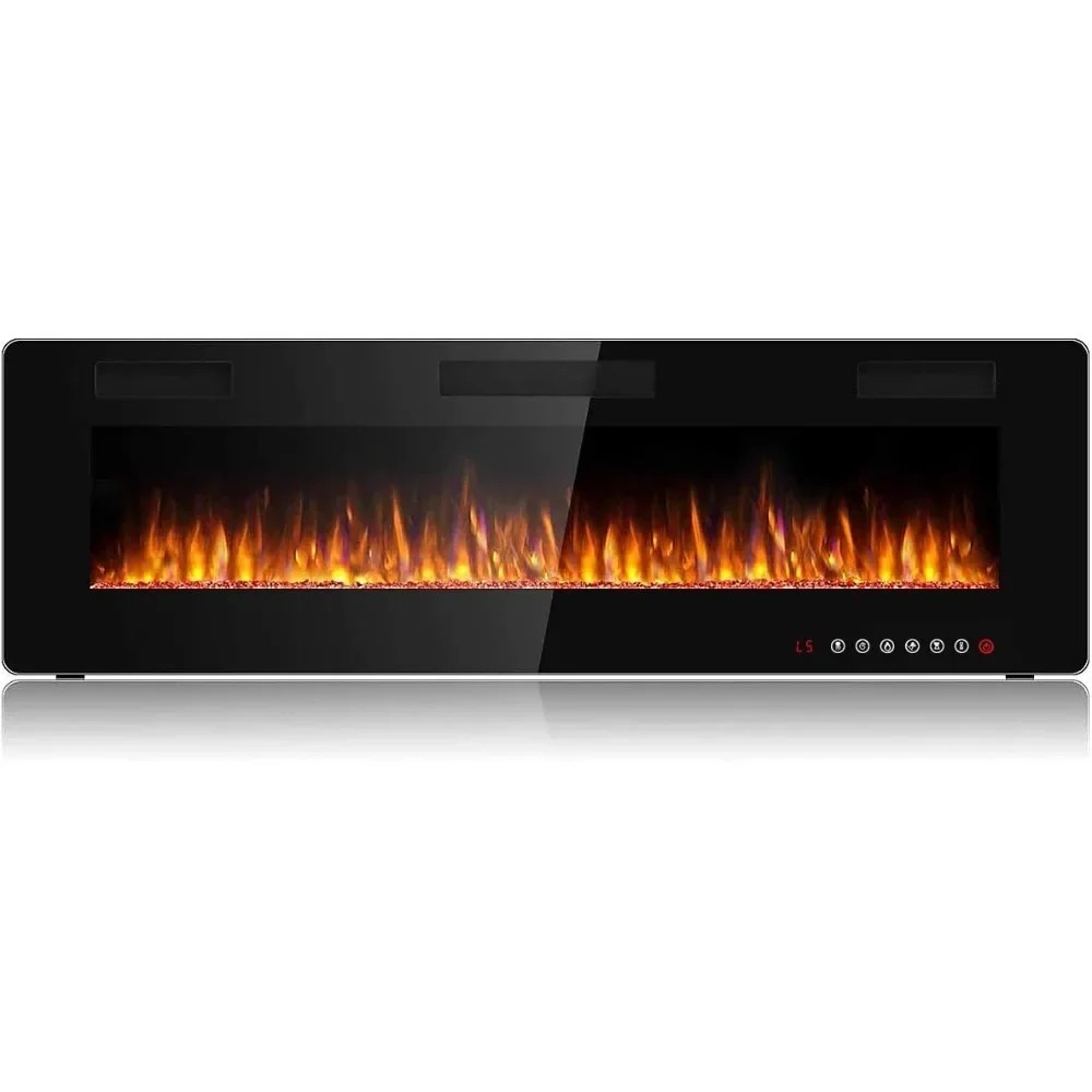 BOSSIN 60 inch Ultra-Thin Silence Linear Electric Fireplace, Recessed Wall Mounted Fireplace, Fit for 2 x 4 and 2 x 6 Stud