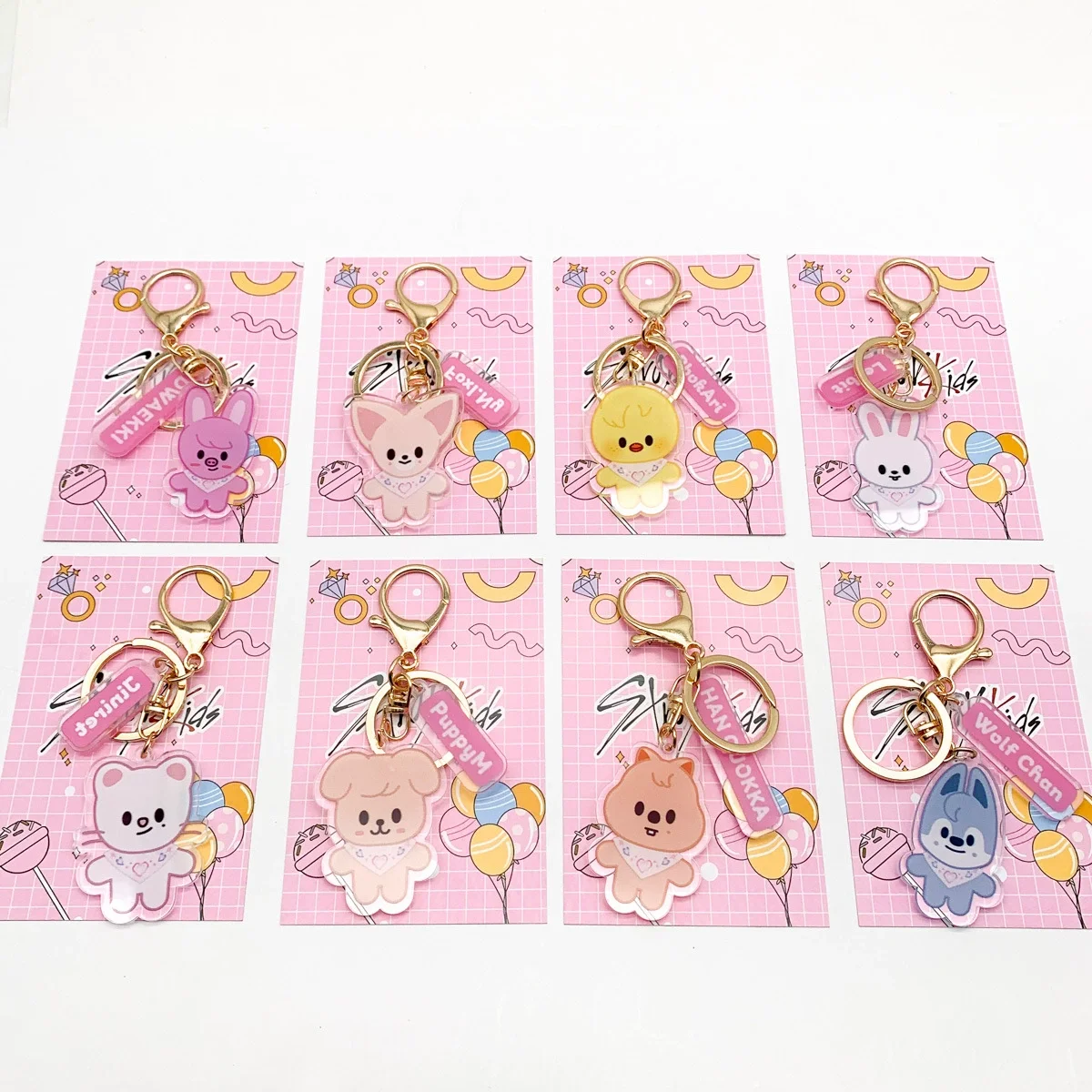 

Skzoo keychain Stray kids keychainKpop fashion band cartoon duck rabbit wolf Straykids[ Fifth fan meeting: SKZ 5'CLOCK fan gift