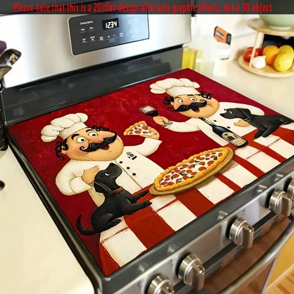 

1pc 2D/Flat Italian Chefs with Pizza and Wine Stove Cover Protector, Festive Italian - themed Stove Cover Protector, 28.3 X 20.5 Inch, Fit for pizzerias, Italian restaurants, and homes that love Italian cuisine.