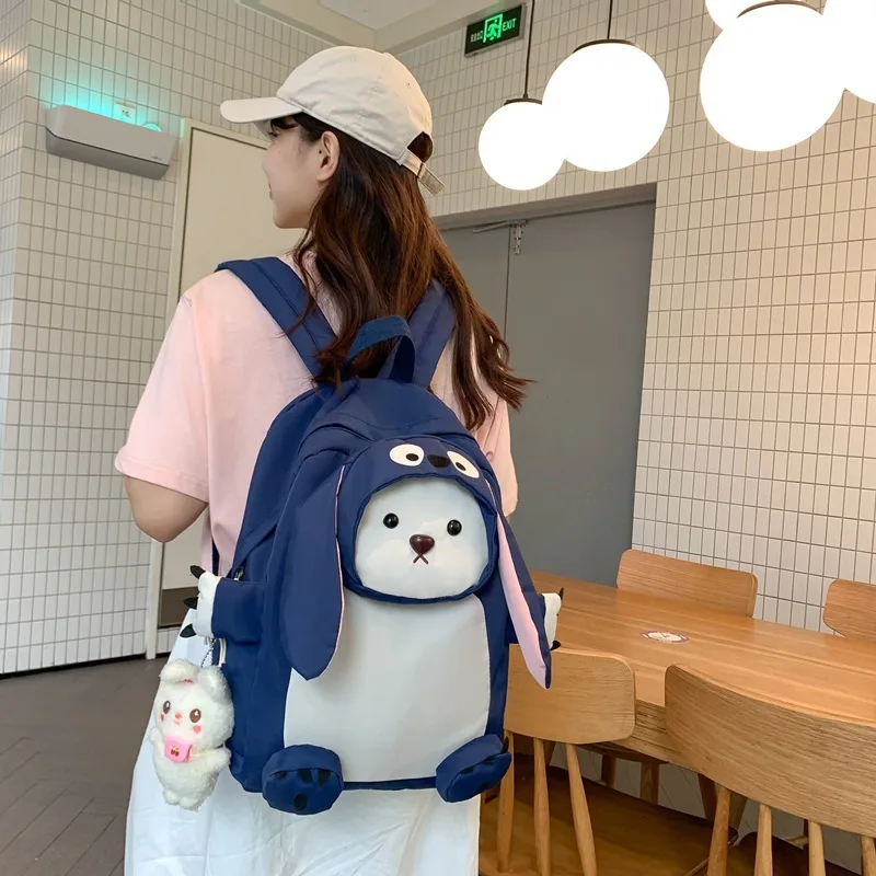 

Simple Versatile Backpack with Big Ears Cute Backpack Large Capacity Ears Girl Casual Fashion Double