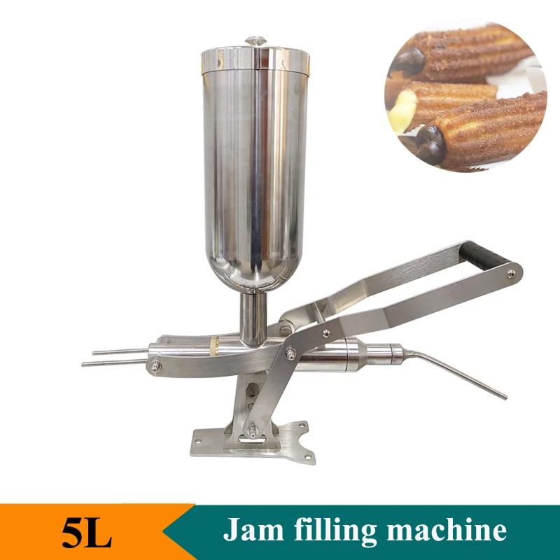 Chocolate Jam Puff Filler Equipment Stainless Steel 5L Capacity Cream Filling Machine Spanish Churros Filler Machine