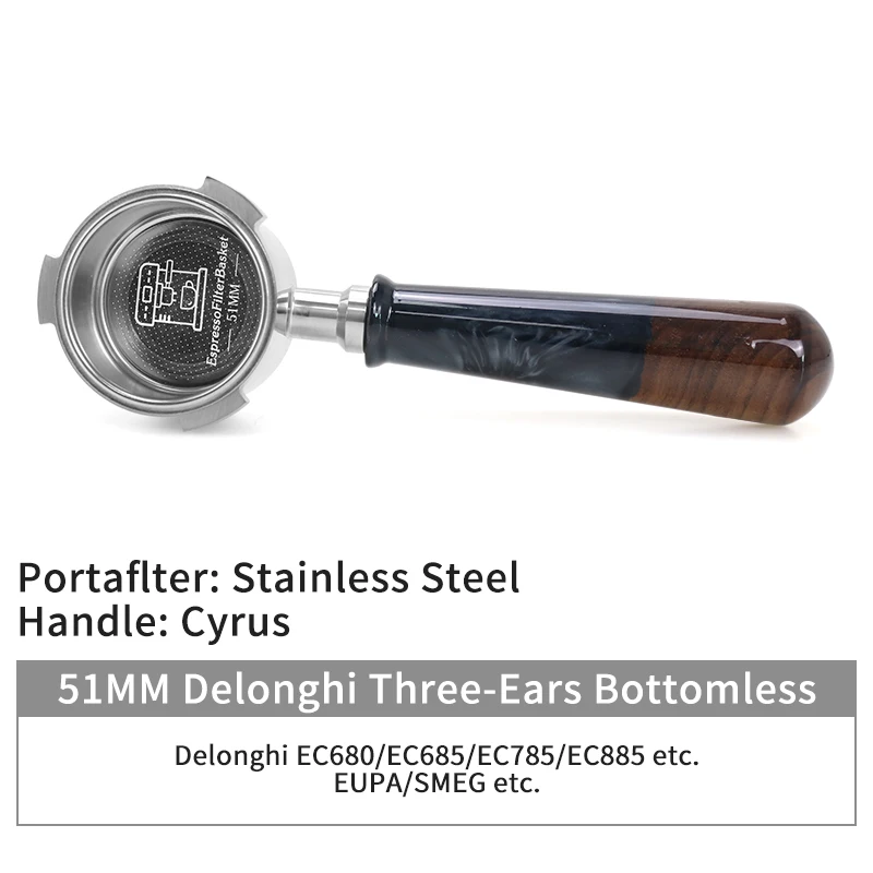 AliKisscafe 51mm Kaffee Boden Siebträger Nackt Für Delonghi Dedica EC680 EC9335 Homix H11 Espresso Zubehör Barista Werkzeuge 10