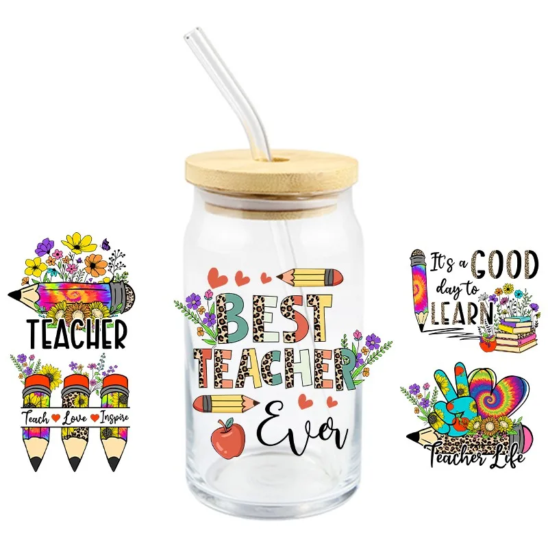 3D Teacher's Day Theme Pattern For Cups Cool Personalize UV DTF Wrap Transfer Sticker Custom Labels DIY Logo Apple Pen