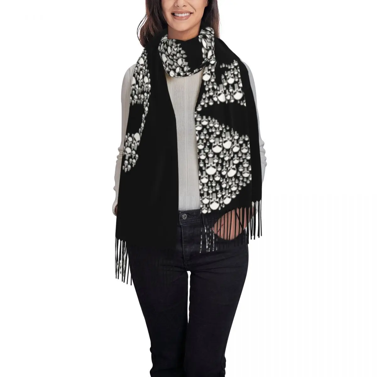 مخصص أنيق مارفل بطل السوبر المعاقب الجمجمة شرابة وشاح المرأة شتاء خريف دافئ شال التفاف الإناث كاريكاتير فيلم الأوشحة