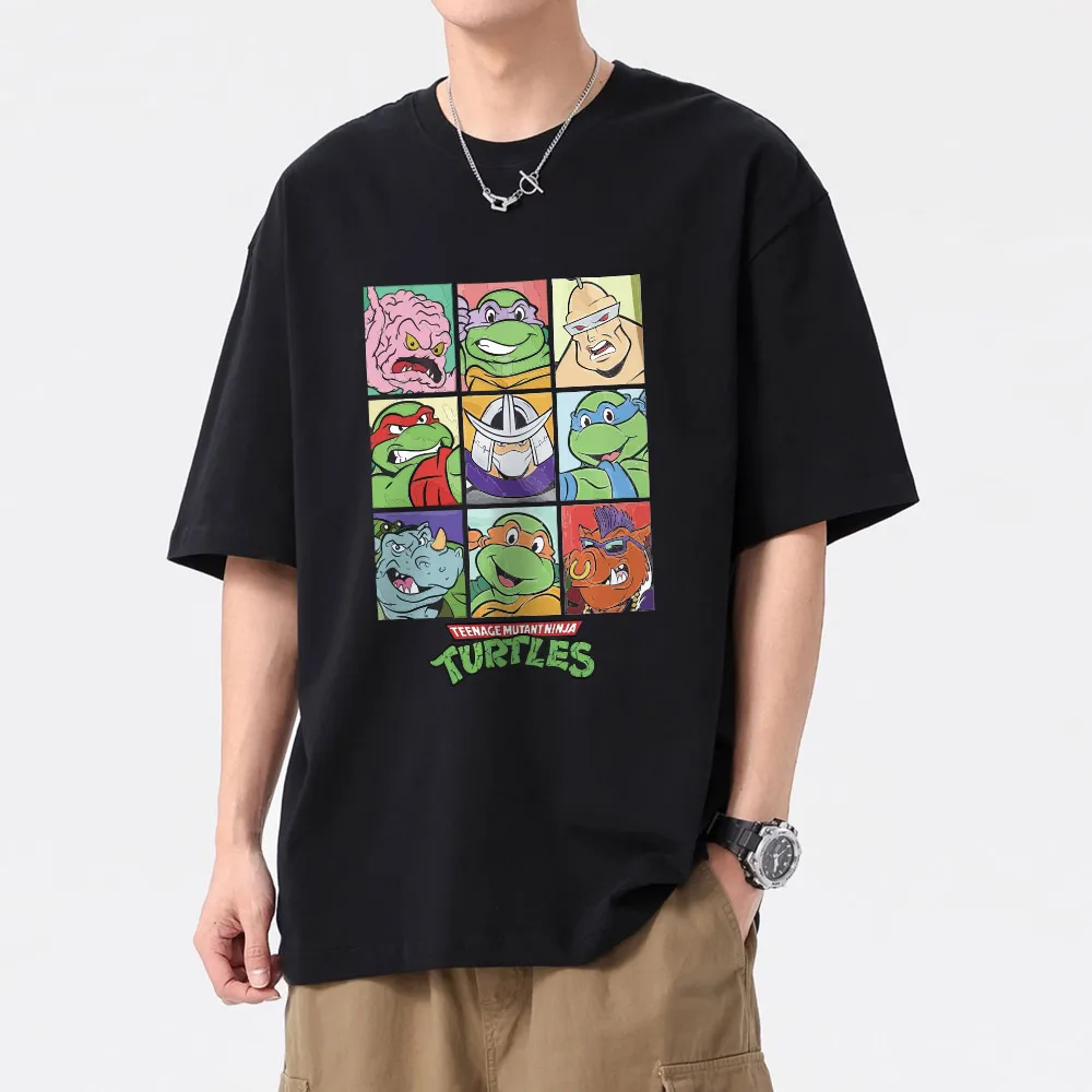 Men's T Shirts TEENAGE MUTANT NINJA TURTLES graphic Short Sleeve O-Neck Top Tee Cotton Plus Size oversized  men clothing