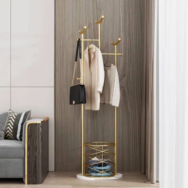Shelf Narrow Clothes Rack Coat Stand Storage Golden Entryway Rack Living Room Show Case Wieszak Na Ubrania Furniture GPF30XP
