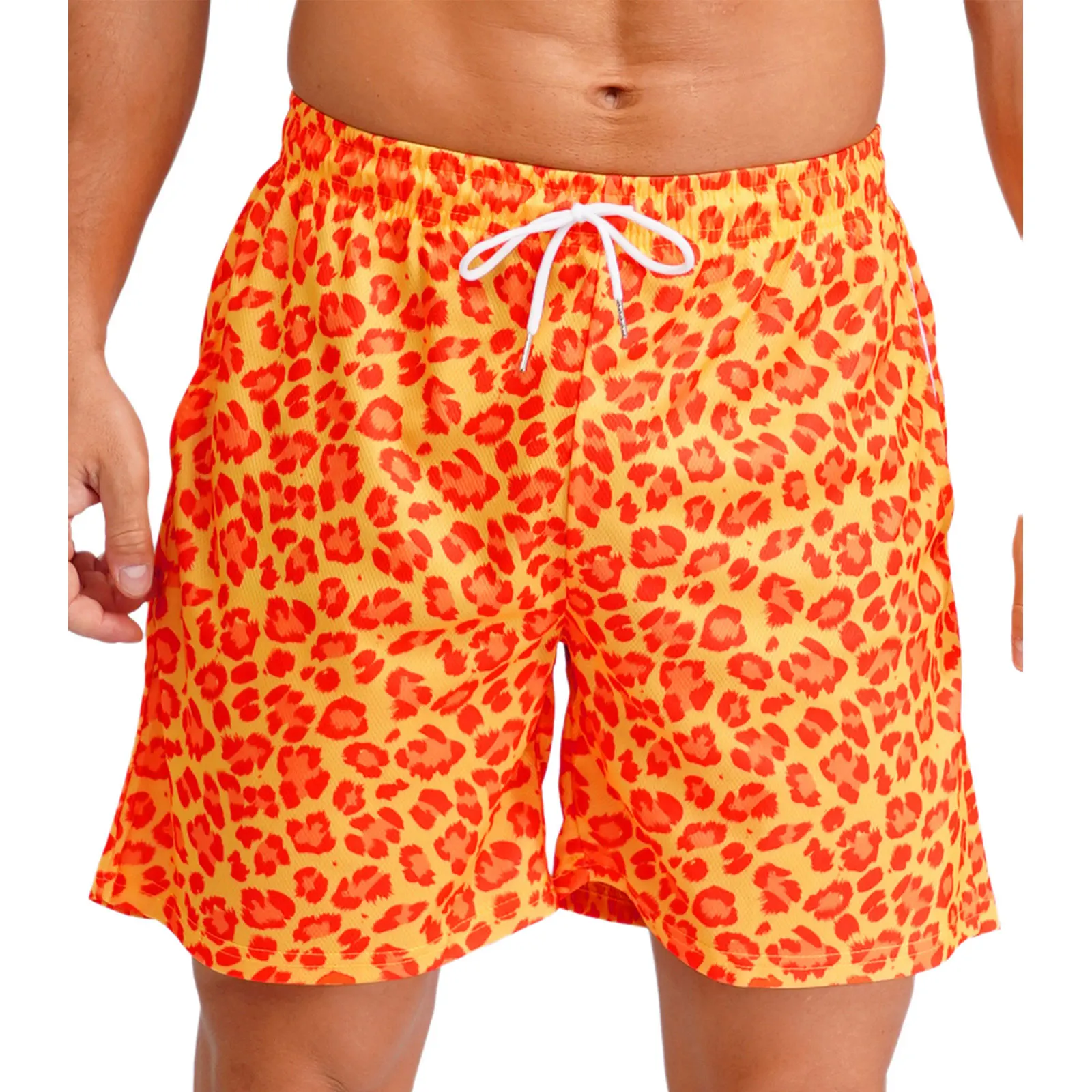 

Мужские повседневные шорты с леопардовым принтом, спортивные шорты-боксеры на шнурке, плавки для бега, тренажерного зала, фитнеса, спортивные пляжные купальники