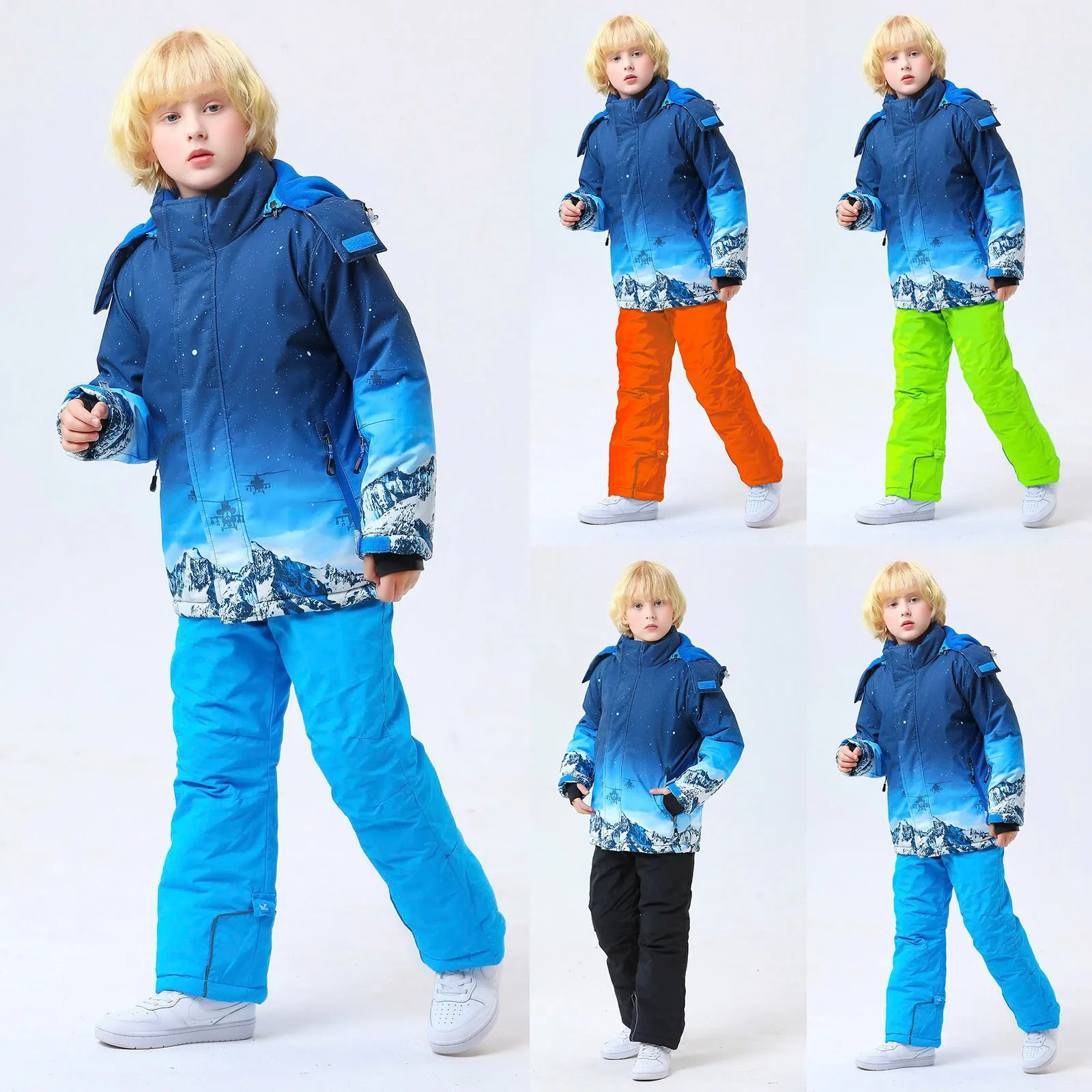 2024 Girl's Boy's Ski Suit Winter -30℃ kids Skiing and Snowboarding Clothes Warm Waterproof Jackets Pants children clothing set