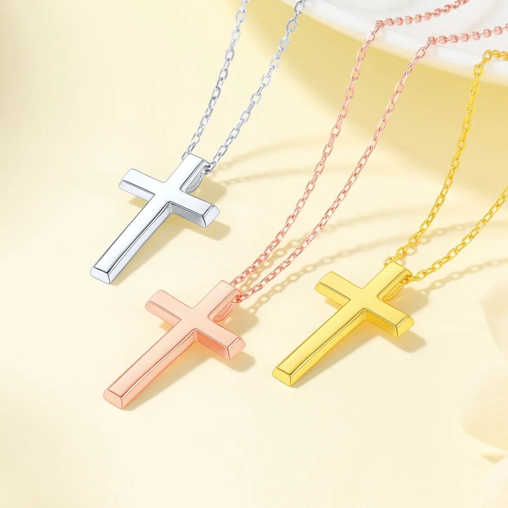 U7 925 collares cruzados de plata esterlina INRI crucifijo Jesús tamaño S/L colgante liso Unisex hombre mujer joyería de la familia cristiana regalo