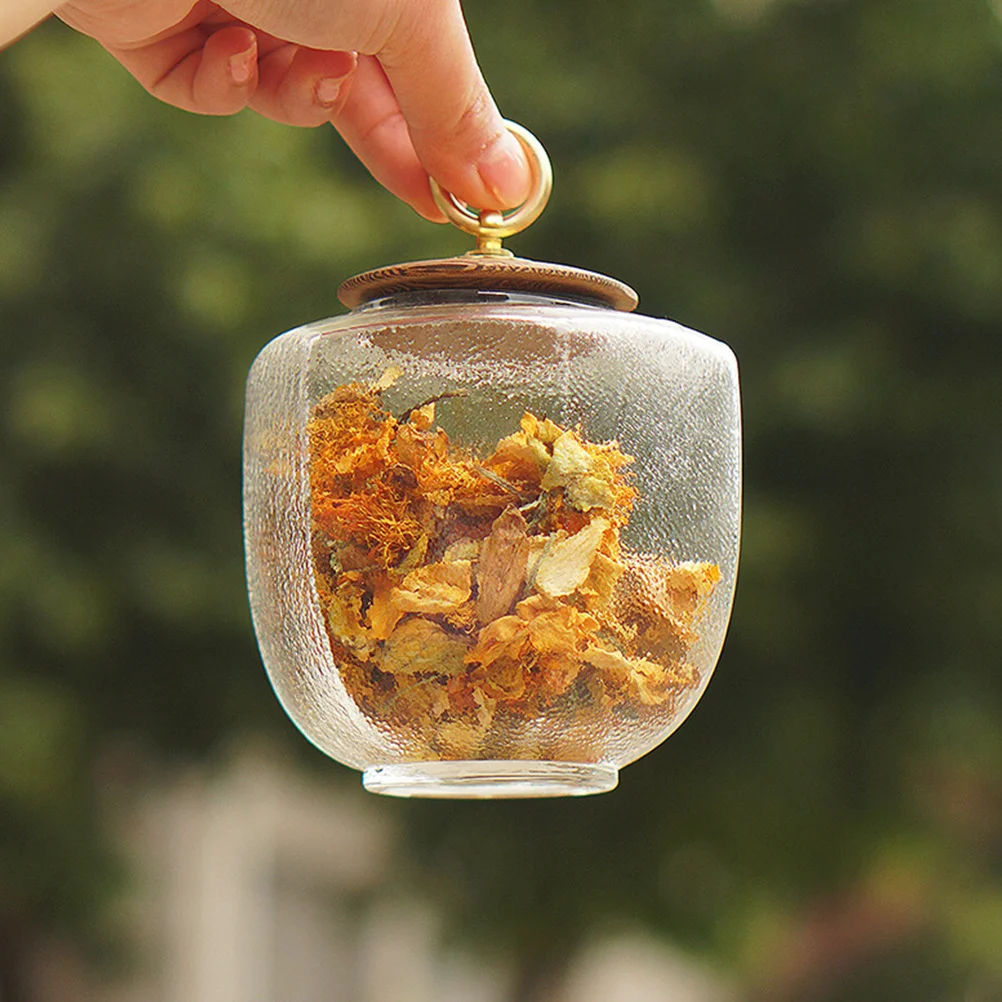 

1Pcs Hammered Glass Tea Canister Retro Food Storage Container Kitchen Grain Rice Nut Sealing Jar Household Dry Food Bottle