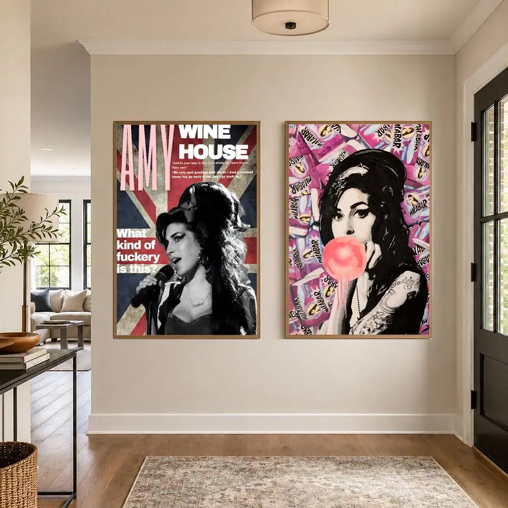 Soul Singer Amy Winehouse Poster Graphic Wall Art Poster HD Waterproof PP Paper Print for Bedroom Living Room Office Decor Gift