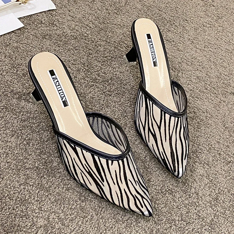 Women's Slippers High Quality Medium Heel Slim Heel Modern Sandals Solid Color Light Adult Sexy Dress Outdoor Women's High Heels