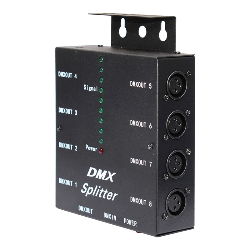 SQPP-2X DMX512 Spillter 8 Ports Channels Isolated 3Pin Optical Istribution Amplifier For DJ Disco DMX Stage Lighting EU Plug