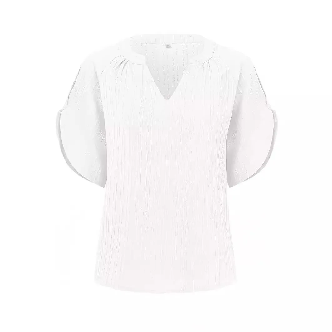 

Новый летний женский повседневный однотонный облегающий модный женский топ с v-образным вырезом и вырезами