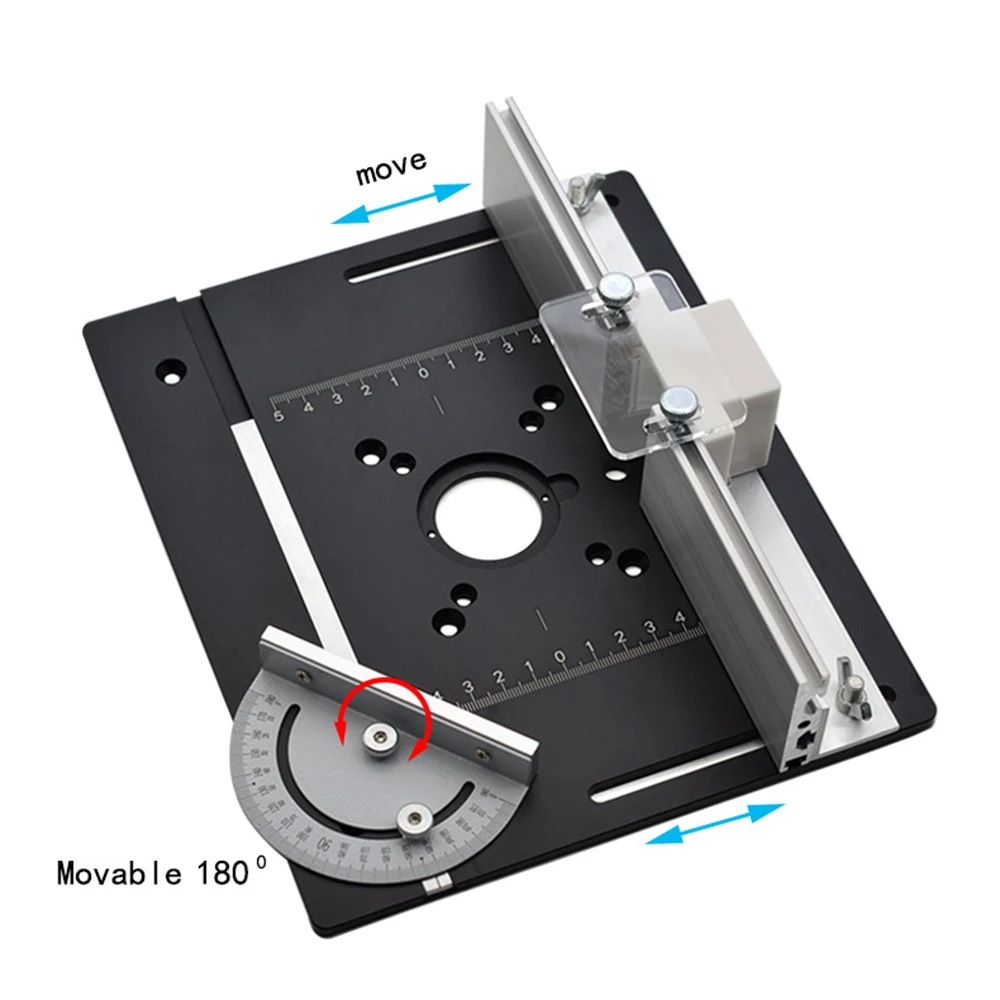 Aluminum Router Table Insert Plate W/ Miter Gauge Guide and Bracket for Woodworking Benches Table Saw Trimming Engraving Machine