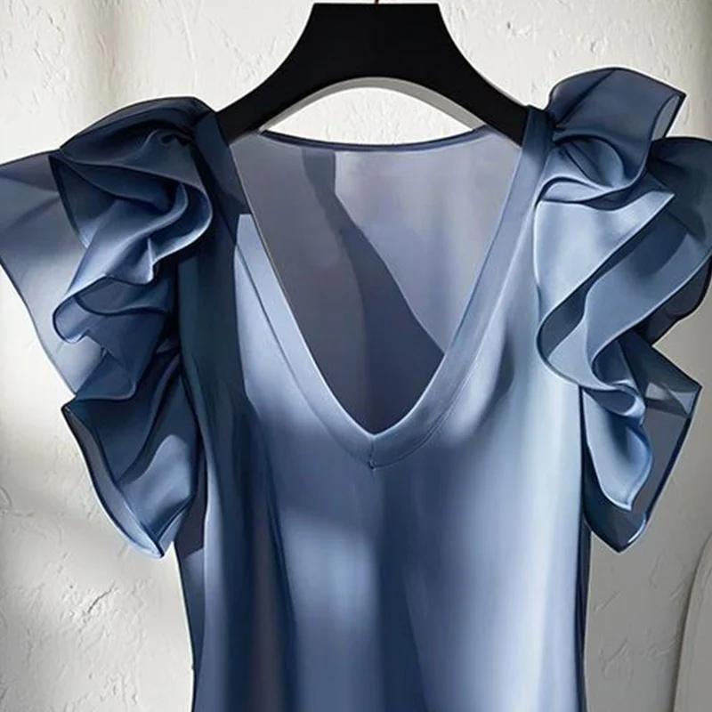 

Ladies Temperament V-neck Batwing Sleeve Shirts Simplicity Patchwork Solid Color Blouse Women Clothes Slim Pullover Tops XQ50