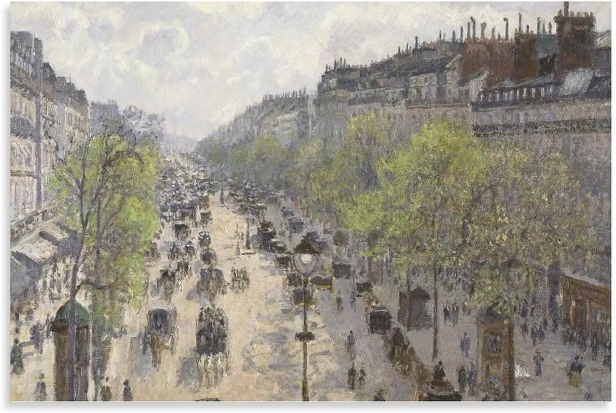 Boulevard Montmartre, primavera de Camille Pissarro, póster artístico de pared, impresiones para dormitorio, decoración del hogar, cuadro colgante, pintura en lienzo, Poste