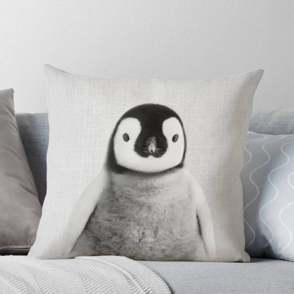 

Baby Penguin - Black & White Throw Pillow Sofa Decorative Covers Ornamental Pillow Christmas Pillow Cases Luxury Cover