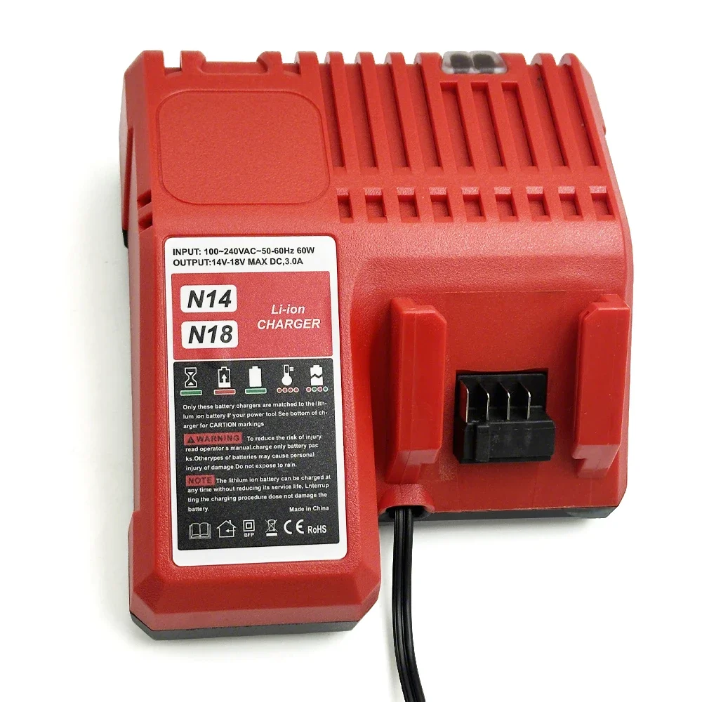 

3A Fast Charger with Active Cooling System For Milwaukee M18 M12 Battery LED Indicator Overcharge Protection Power Tool