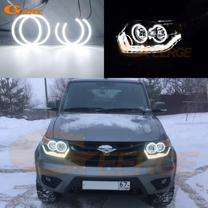 For UAZ Patriot Baijah Tulos 2007-2019 Ultra Bright SMD LED Angel Eyes Halo Rings Kit Day Light Car Styling Accessories