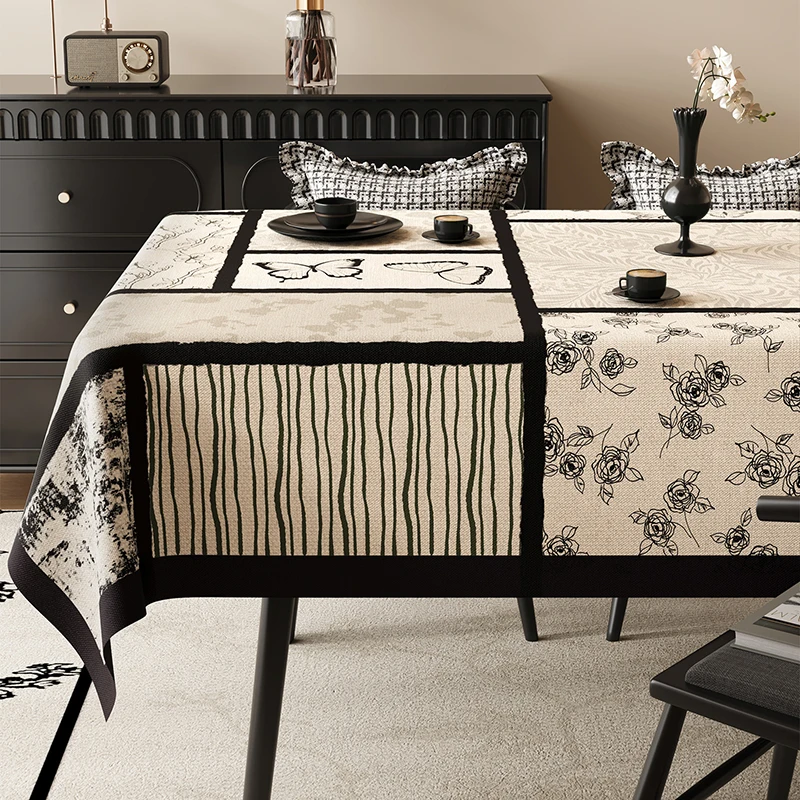 Classical Square Pvc Waterproof Tablecloth Green Printing Easy-Care Dining Table Decor Reusable Anti-Stain Table Mat for Party