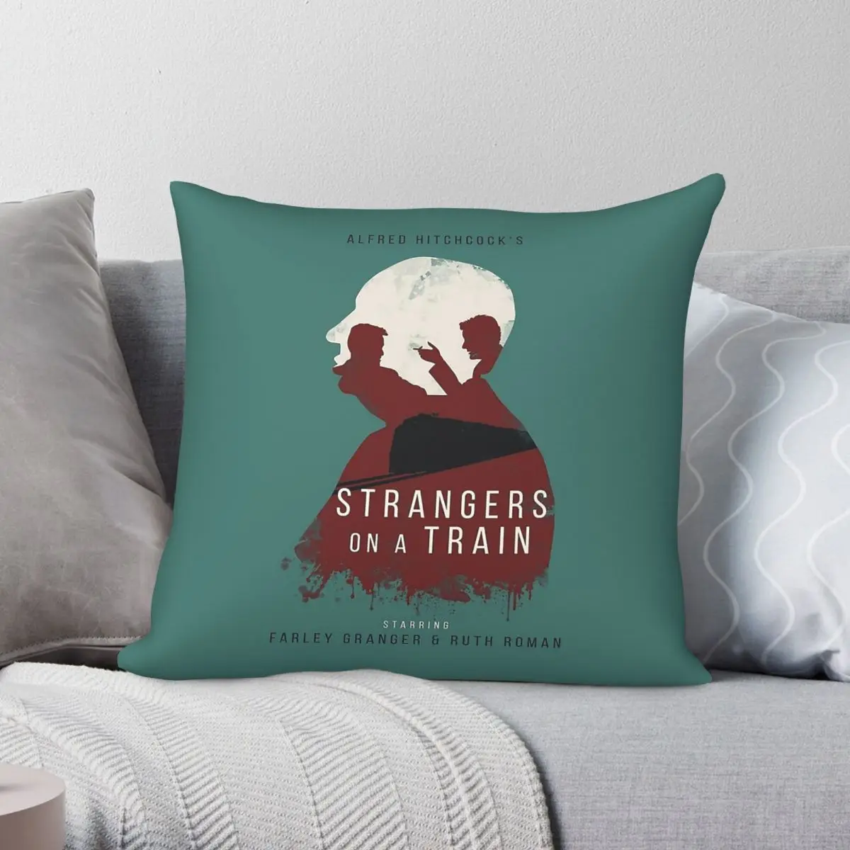Alfred Hitchcock Strangers On A Train Square Pillowcase Polyester Linen Velvet Printed Zip Decor Throw Pillow Home Case 45x45