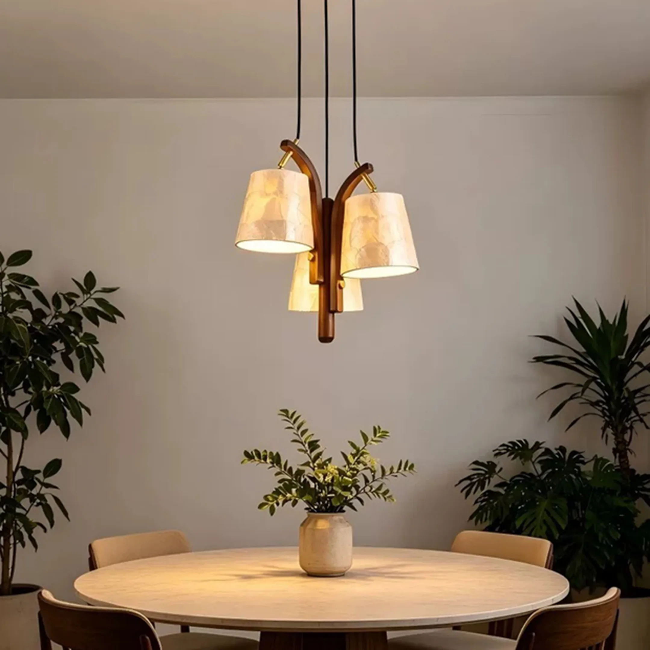 French creative shell walnut chandelier angle adjustable suitable for living room bedroom dining room study different space ligh