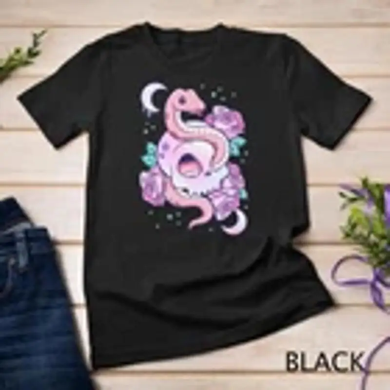 

Футболка унисекс Kawaii Pastel Goth Cute Creepy Skull Serpent Snake Roses