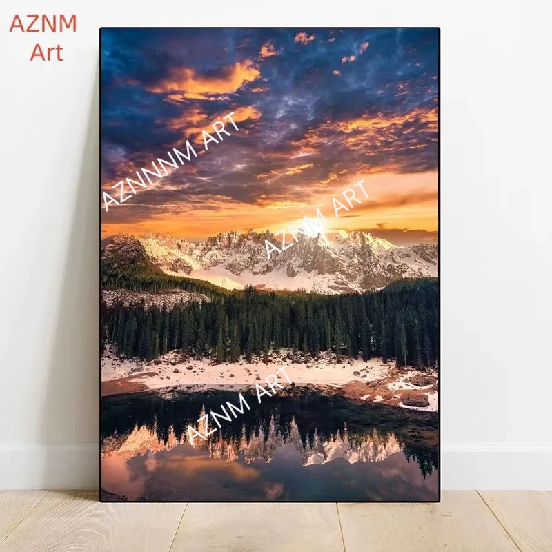 Matterhorn Everest Sonnenaufgang Berglandschaft Poster und Drucke Leinwandgemälde Wandkunst Bild für Wohnzimmer Heimdekoration