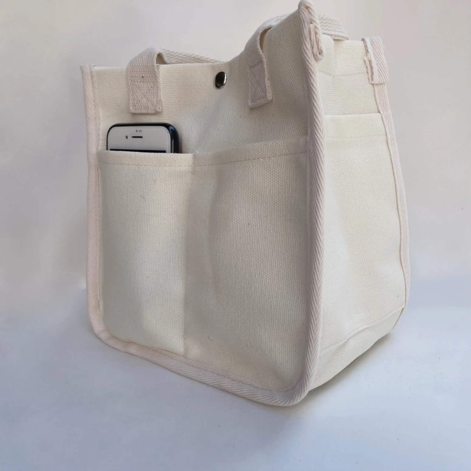 Large-capacity canvas bag, three-dimensional multi-pocket tote bag, simple and versatile crossbody bag, lunch box, handbag