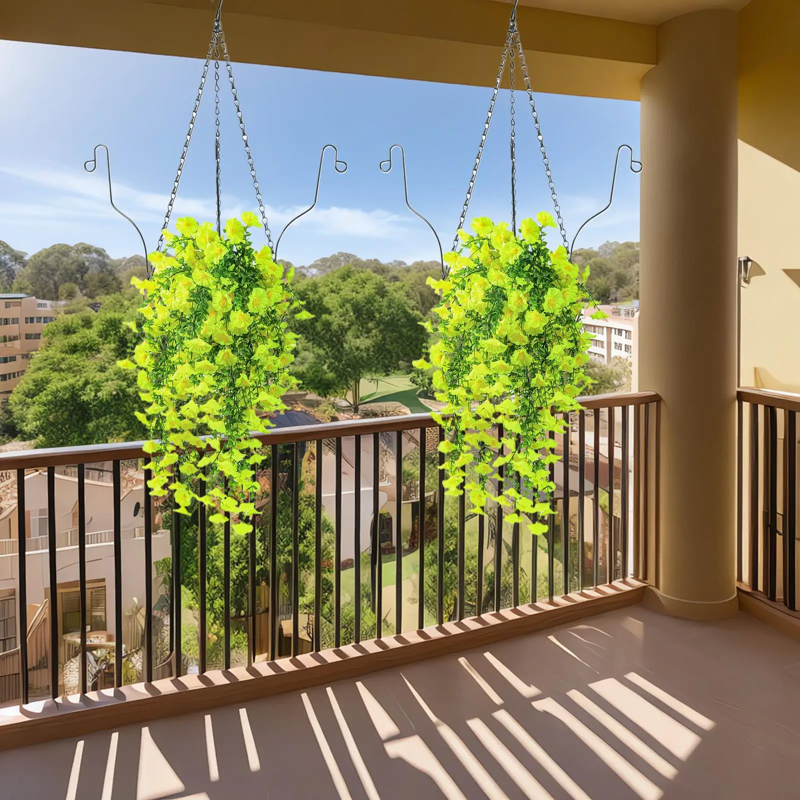 

Hangable Baskets With Artificial Flowers Faux Plants Basket Suspending Faux Floral Plant Decoration For Yard Porch Study Window