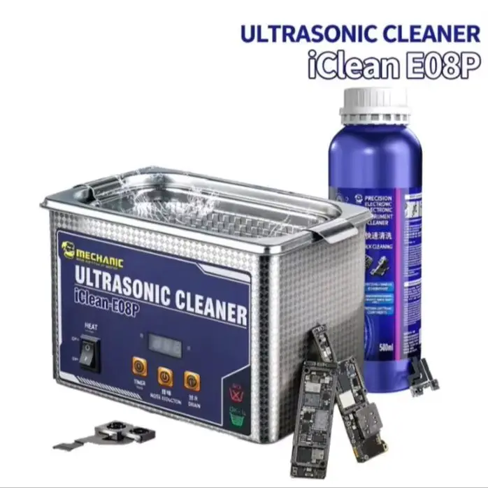MECHANIC IClean E08P Ultrasonic Cleaner for Mobile Phone Repair Camera Motherboard Tweezers Soldering Iron Tip Cleaning Tool