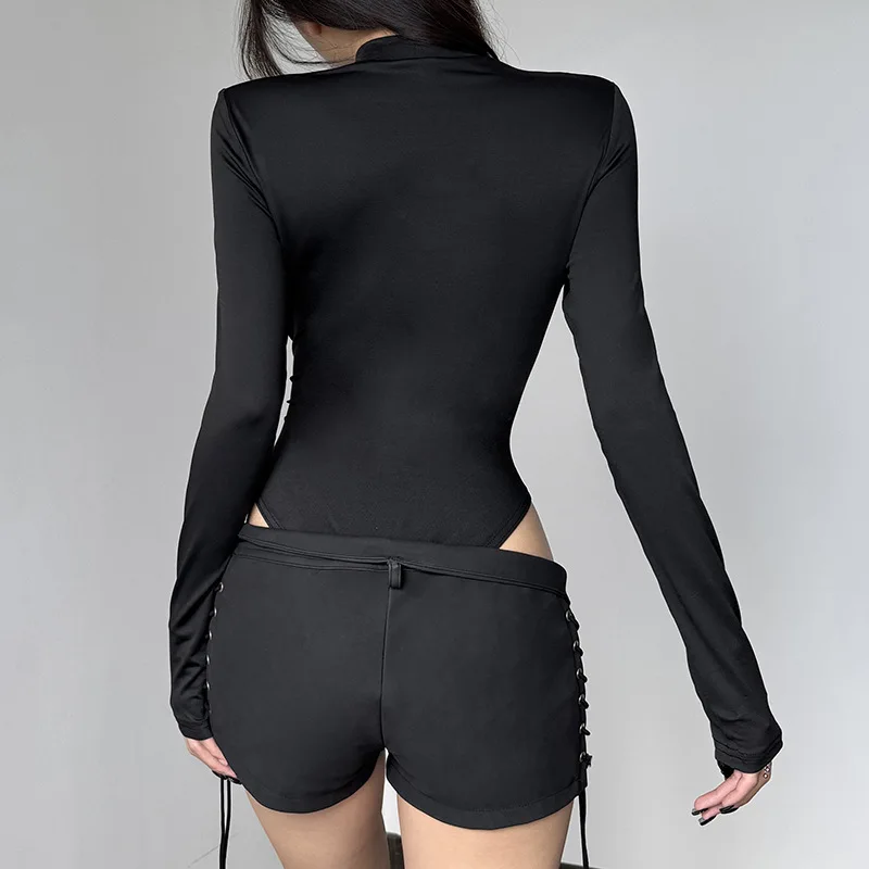 مثير لي انظر قوية طويلة Sve أعلى الدانتيل الشفاف عالية الخصر مستقيم قطع رقيقة النسيج السيدات Faion الخريف الموسم الملابس